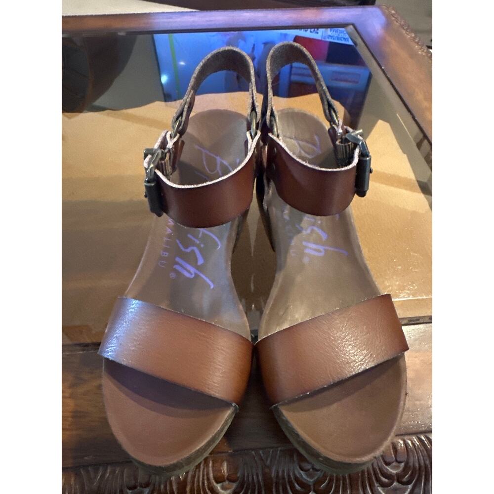 ⭐️ Women’s Blowfish Brown Wedfe Sandals Size 7. Boho Rustic Hippie Chic - Picture 3 of 6